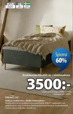 JYSK MJELLA resårbotten + MURU bäddmadrass erbjuda