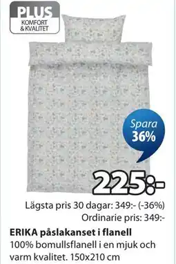 JYSK ERIKA påslakanset i flanell erbjuda