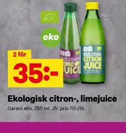 City Gross Ekologisk citron-, limejuice erbjuda
