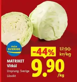 Lidl Matriket vitkål erbjuda