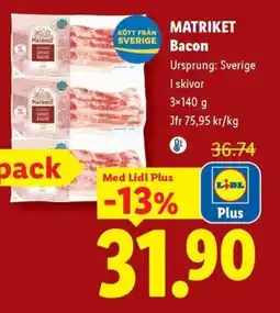 Lidl Matriket Bacon erbjuda