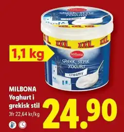 Lidl Milbona Yoghurt i grekisk stil erbjuda