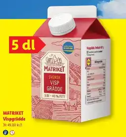 Lidl Matriket vispgrädde erbjuda