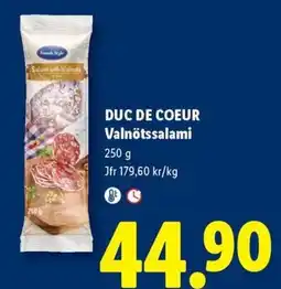 Lidl Duc de Coeur Valnötssalami erbjuda