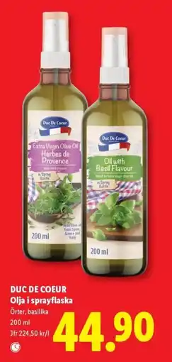 Lidl Duc De Coeur olja i sprayflaska erbjuda