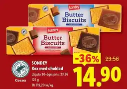 Lidl Sondey kex med choklad erbjuda