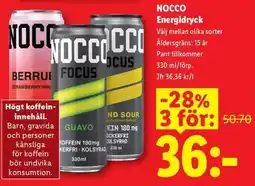 Lidl Nocco energidryck erbjuda