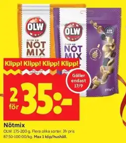 ICA Kvantum Olw nötmix erbjuda