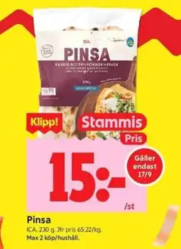 ICA Kvantum Ica pinsa erbjuda