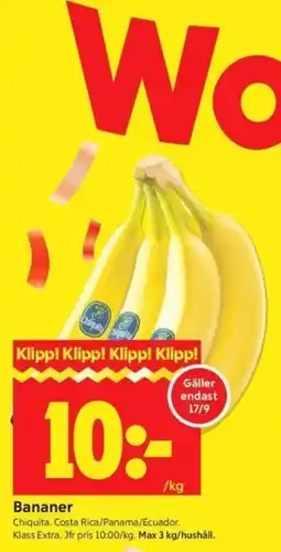 ICA Kvantum Bananer erbjuda