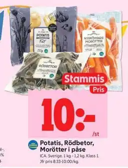 ICA Kvantum Potatis, Rödbetor, Morötter i påse erbjuda