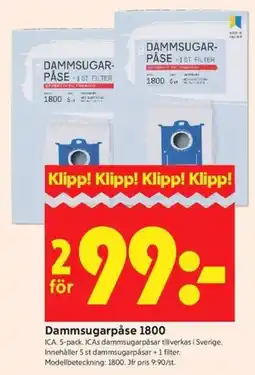 ICA Kvantum Ica dammsugarpåse 1800 erbjuda