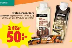 Stora Coop Gainomax proteinshake/bars erbjuda