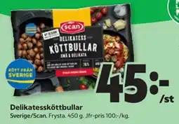 Stora Coop Scan delikatessköttbullar erbjuda