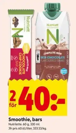 ICA Kvantum Nutrilette smoothie, bars erbjuda