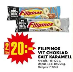 ICA Kvantum Filipinos vit choklad salt karamell erbjuda