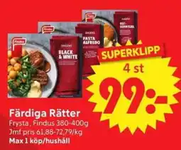 Nya Pulsen Findus Färdiga Rätter erbjuda