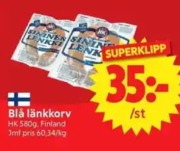 Nya Pulsen Blå länkkorv erbjuda
