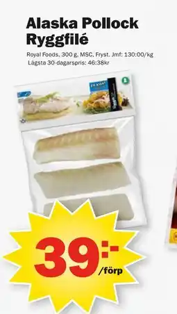 Pekås Alaska Pollock Ryggfilé erbjuda