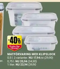 ÖoB MATFÖRVARING MED KLIPSLOCK erbjuda