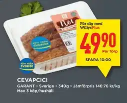 Willys CEVAPCICI, Medlemspris erbjuda