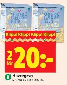 ICA Kvantum Havregryn erbjuda
