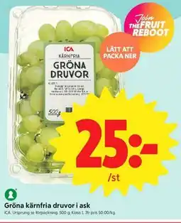 ICA Nära Gröna kärnfria druvor i ask erbjuda