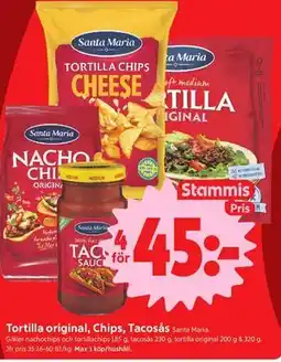 ICA Nära Tortilla original, Chips, Tacosås, Medlemspris erbjuda