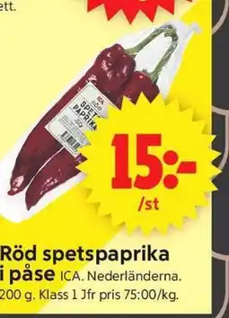 ICA Supermarket Röd spetspaprika i påse erbjuda