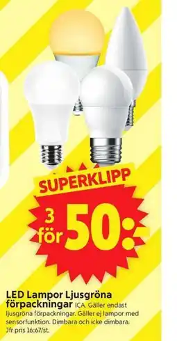 ICA Supermarket LED Lampor Ljusgröna förpackningar erbjuda