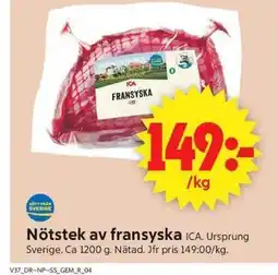 ICA Supermarket Nötstek av fransyska erbjuda