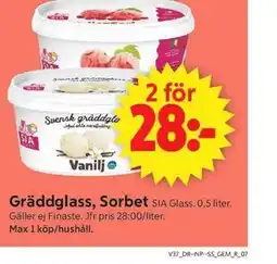 ICA Supermarket Gräddglass, Sorbet erbjuda