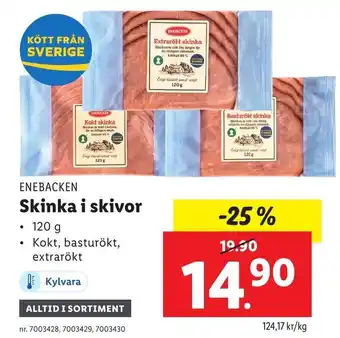 Lidl Enebacken Skinka i skivor 120g erbjuda