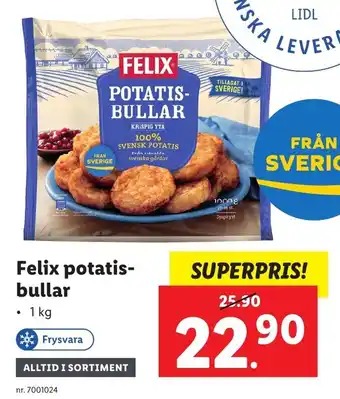 Lidl Felix potatisbullar 1kg erbjuda