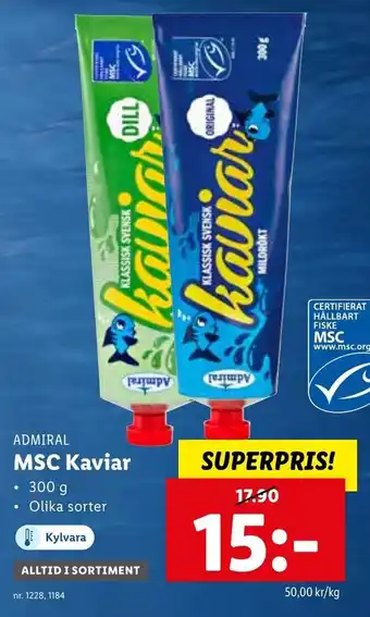 Lidl Admiral MSC Kaviar 300g erbjuda