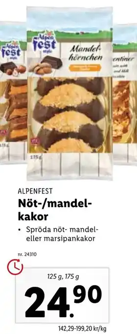 Lidl Alpenfest Nöt-/mandelkakor 125-175g erbjuda