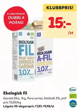 MatArket Garant ekologisk fil erbjuda