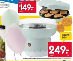 Rusta Sockervaddsmaskin och mini våffeljärn erbjuda