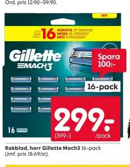 Rusta Rakblad, herr Gillette Mach3 erbjuda