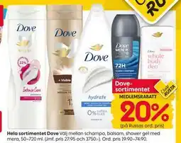 Rusta Hela sortimentet Dove erbjuda