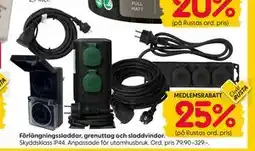 Rusta Förlängningssladdar, grenuttag och sladdvindor erbjuda