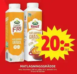 ICA Maxi Arla matlagningsgrädde erbjuda
