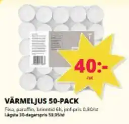 Tempo Värmeljus 50-pack erbjuda