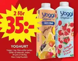 ICA Maxi Yoggi yoghurt erbjuda