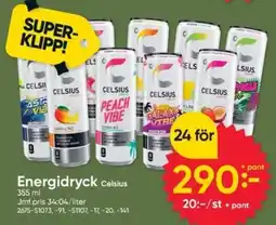 DollarStore Celsius Energidryck erbjuda