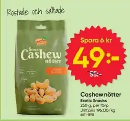 DollarStore Exotic Snacks Cashewnötter erbjuda