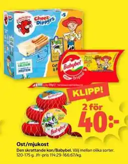 Coop Ost/mjukost Den skrattande kon/Babybel erbjuda