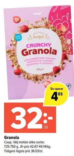 Coop Extra Granola erbjuda