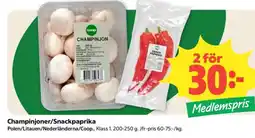 Coop Champinjoner/Snackpaprika erbjuda