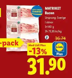 Lidl MATRIKET Bacon erbjuda